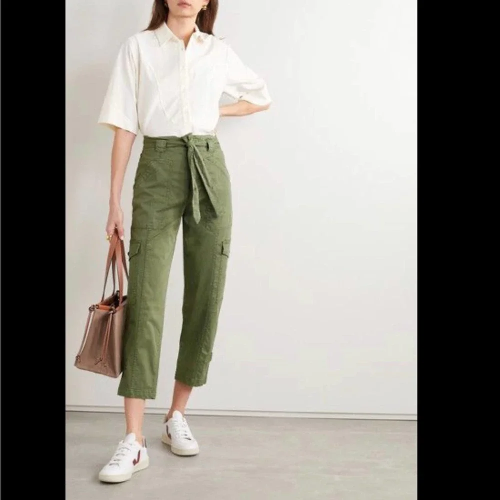 SOLD-NEW Alex Mill Washed Expedition Pant in Army Olive Green Cropped Sz 10 - Picture 1 of 10